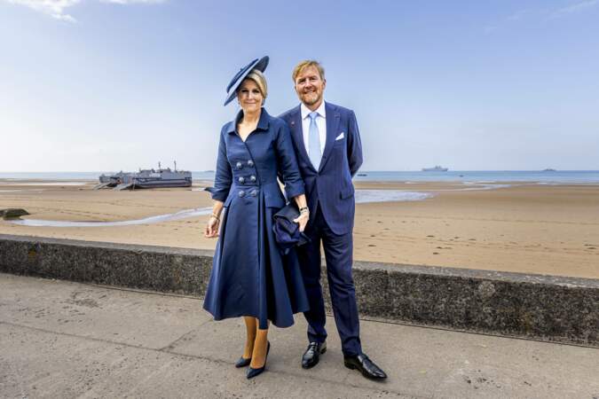Le roi Willem-Alexander et la reine Maxima des Pays-Bas lors de la commémoration du 80ème anniversaire du débarquement en Normandie, le 6 juin 2024