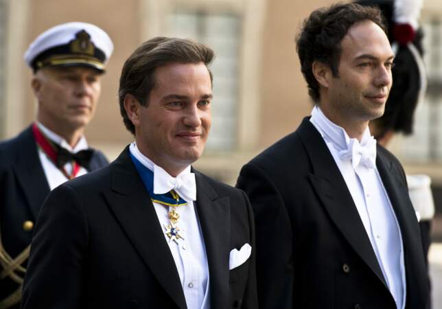 Cedric Notz et Chris O'Neill lors du mariage de ce dernier avec la princesse Madeleine au Palais Royal à Stockholm, le 8 juin 2013
