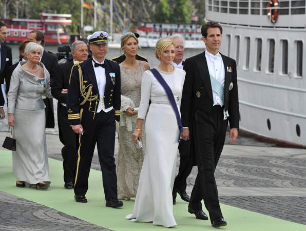 Le prince Pavlos et la princesse Marie Chantal de Grèce lors du mariage de la princesse Madeleine de Suède avec Chris O'Neill au Palais Royal à Stockholm, le 8 juin 2013