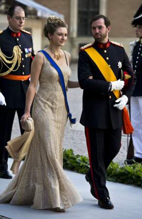 Le prince Guillaume du Luxembourg et la princesse Stéphanie de Lannoy lors du mariage de la princesse Madeleine de Suède avec Chris O'Neill au Palais Royal à Stockholm, le 8 juin 2013