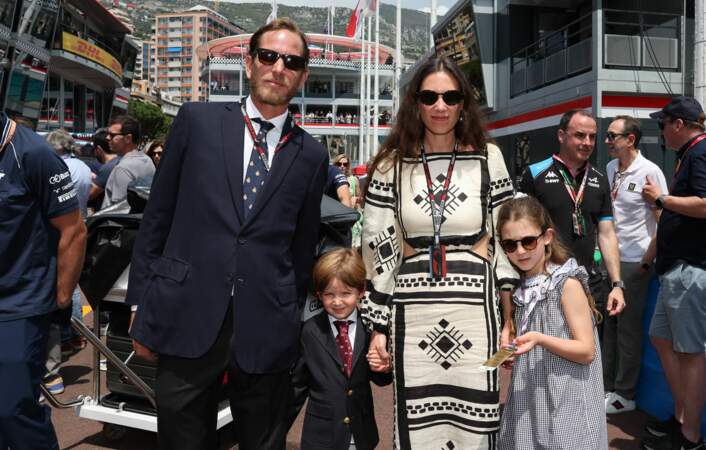 Andrea Casiraghi, sa femme Tatiana Santo Domingo et leurs enfants, India et Maximilian lors du 80ᵉ Grand Prix de Monaco de Formule 1, le 28 mai 2023