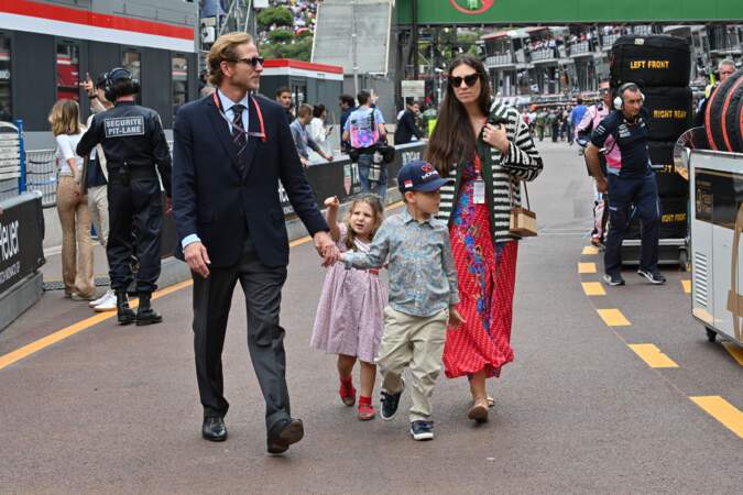 Andrea Casiraghi, sa femme Tatiana Santo Domingo et leurs enfants Sacha et India lors du 77e Grand Prix de Formule 1 de Monaco, le 26 mai 2019
