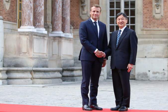Le président Emmanuel Macron reçoit son altesse impériale Nahurito, l'ancien prince héritier du Japon au château de Versailles à l'occasion de la saison culturelle « Japonisme 2018 »