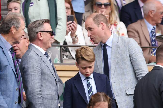 Prince George a rencontré l'acteur Daniel Craig lors de la finale du tournoi de Wimbledon à Londres, le 16 juillet 2023.