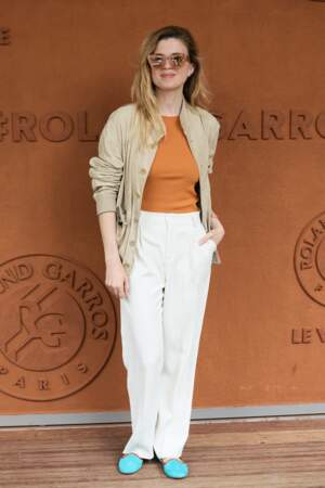 Cécile Cassel, chic et décontractée, à Roland Garros, le 5 juin 2024