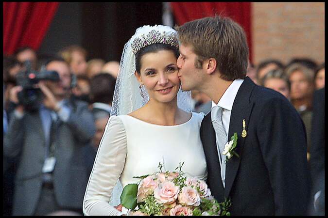 Emmanuel-Philibert de Savoie et Clotilde Courau lors de leur mariage dans la Basilique Sainte-Marie-des-Anges-et-des-Martyrs, de Rome, le 25 septembre 2003
