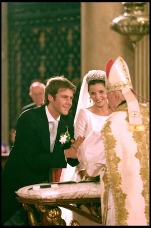 Clotilde Courau et Emmanuel-Philibert de Savoie à la Basilique Sainte-Marie-des-Anges-et-des-Martyrs, de Rome, le 25 septembre 2003