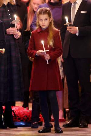 La princesse Charlotte assiste au traditionnel concert de Noël "Together At Christmas", à l'abbaye de Westminster de Londres, le 8 décembre 2023
